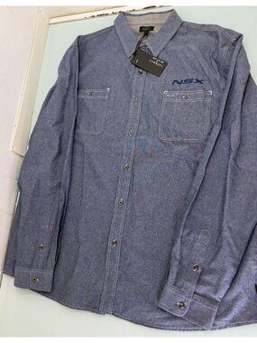 Acura NSX Denim Shirt Men's 2XL XXL Chambray 100% Cotton Button Up Blue Jay Leno